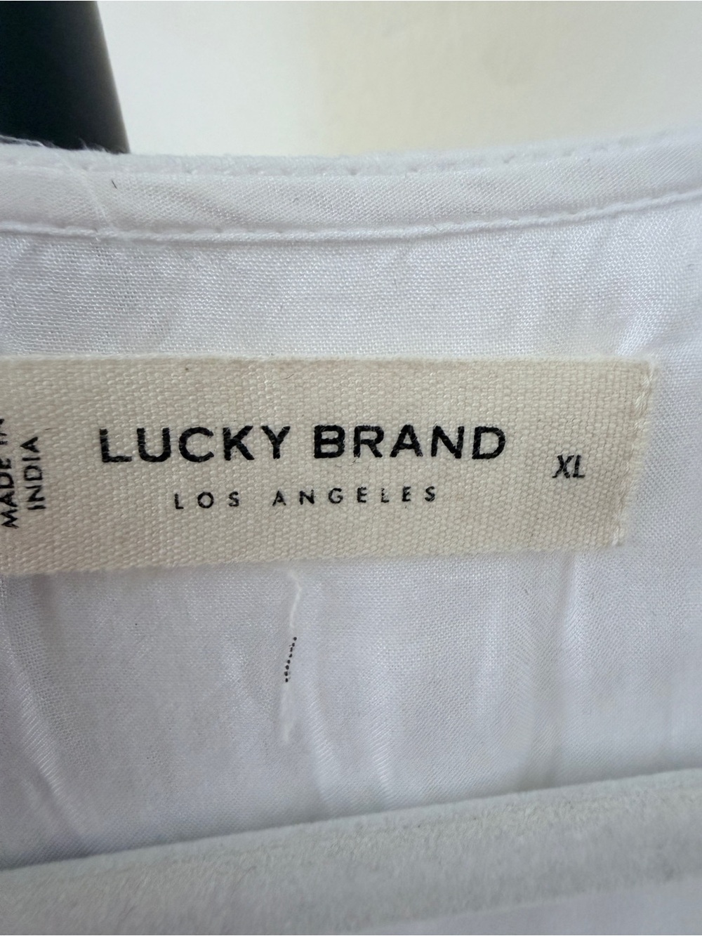Lucky Brand White Lace Inset Peasant Top - Picture 4 of 7